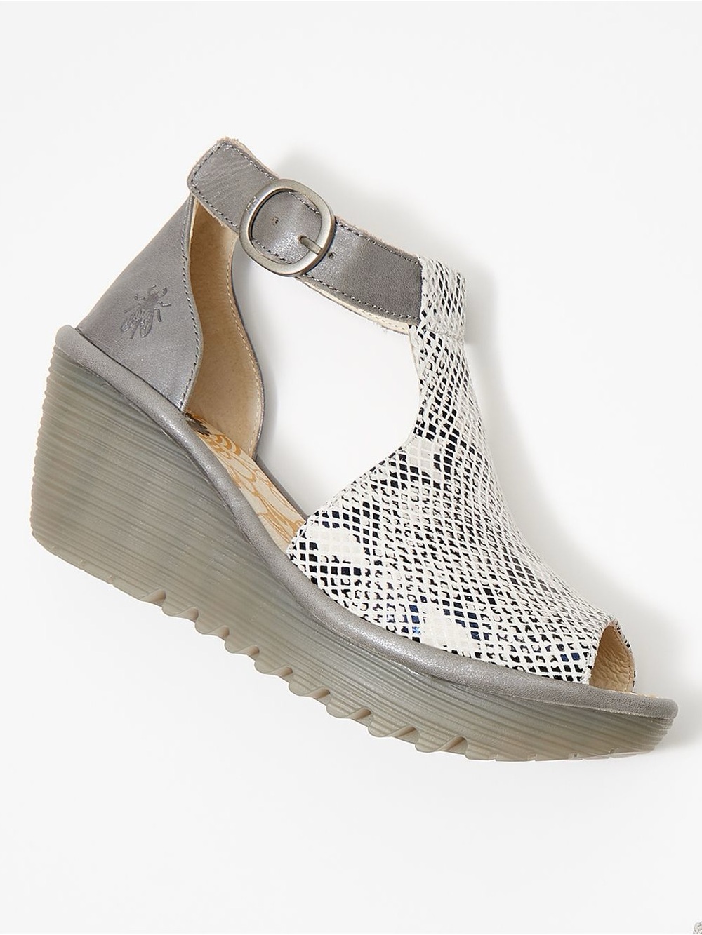 FLY London Leather T-Strap Wedges- Size 39